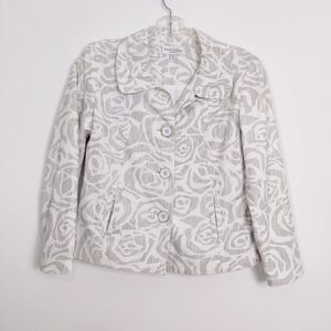 Proportion Petite Conrad C Women’s White and Gray Patterned Blazer - Size 8